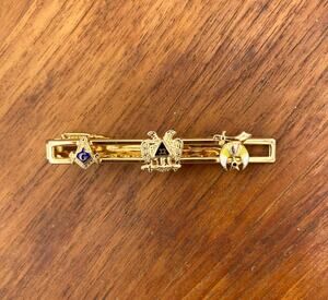 Masonic Tie Bar Blue Lodge Scottish Rite and Shriners International Emblems